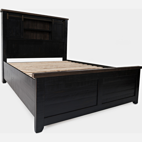 Madison County Queen Barn Door Bed in Vintage Black & Barnwood